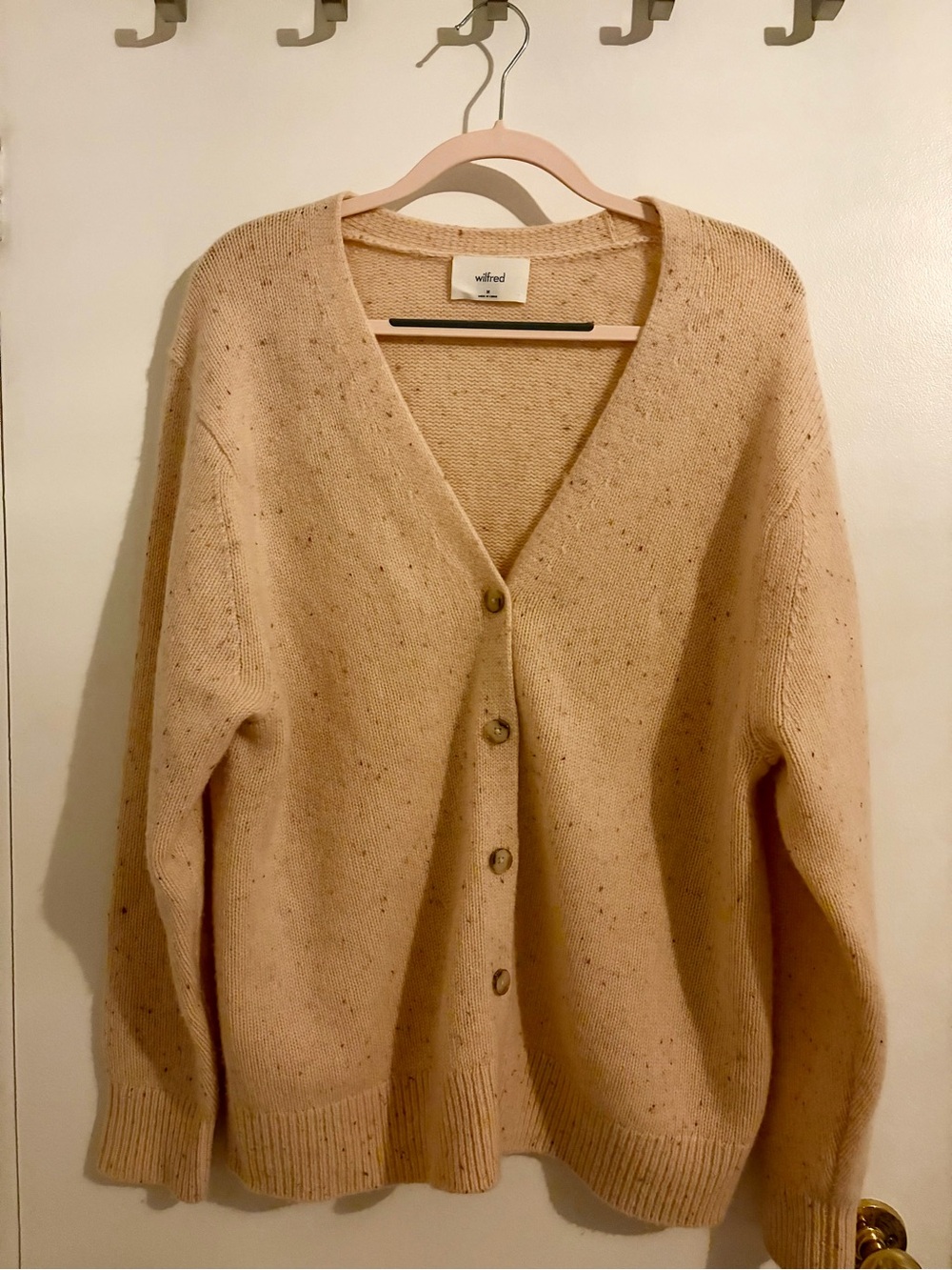 Wilfred Peach Speckled V-Neck Button-Front Cardigan